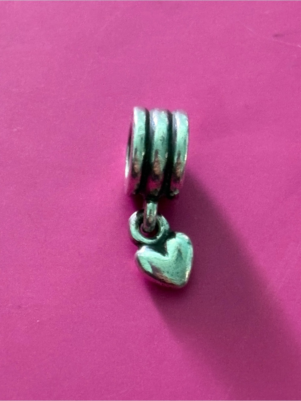 Pandora Silver Heart Dangle Charm on Bail